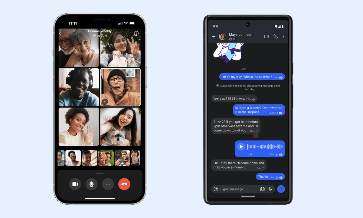 Signal 通讯软件对比参考配图,画面为 Signal 官方移动端界面